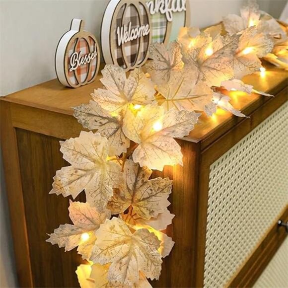 2 Pack Fall Decor Fall Garland with Lights Fall Decorations for Home, Lighted - Picture 7 of 7